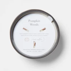 16oz Blackened Bowl Ceramic With Multi Woodwick And Dustcover Pumpkin Woods Candle Black - Threshold™ -Threshold Home Furniture Store GUEST 03e9929e f920 4a95 ab68 41b0ac572b8d