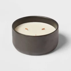 16oz Blackened Bowl Ceramic With Multi Woodwick And Dustcover Acorn + Pine Candle Black - Threshold™ -Threshold Home Furniture Store GUEST 0692b5dd 17a3 45e3 8878 e98369c2410e