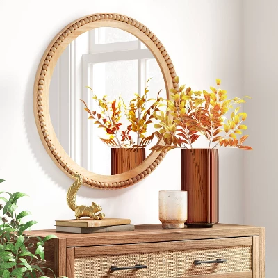 28" Dia Round Wooden Beaded Wall Mirror Natural - Threshold™ 28" Dia Round Wooden Beaded Wall Mirror Natural - Threshold™ -Threshold Home Furniture Store GUEST 0cb9f42f 7fa6 41bf a576 cbccc24cb765