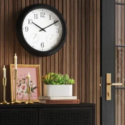 16" Outdoor Wall Clock Charcoal Gray - Thresholdâ˘