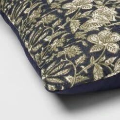 Square Double Cloth Printed Decorative Throw Pillow Navy/Green/Cream - Threshold™ -Threshold Home Furniture Store GUEST 14ac8bf0 486f 485a 9c8b 509556e9c27a