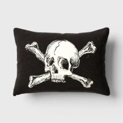 Oversize Skull And Crossbones Woven Cotton Lumbar Halloween Throw Pillow Black - Threshold™ -Threshold Home Furniture Store GUEST 1d93023f 85e9 4368 9e88 36202b7344a5