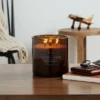 23oz XL 3-Wick Leather + Embers Wooden Amber Glass With Wood Lid And Stamped Logo Amber - Threshold™ -Threshold Home Furniture Store GUEST 220aa5f5 4b20 4424 b367 6c021967b049