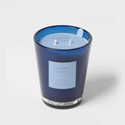 Colored Vase Glass With Dustcover Marine Moss Candle Blue - Threshold™ -Threshold Home Furniture Store GUEST 2f74f3e1 96a9 4d09 847e 100c47a93447