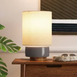 Ceramic Table Lamp With Wood Base - Threshold™