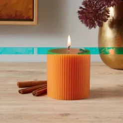 Ribbed Pillar Pumpkin Spice Candle - Threshold™