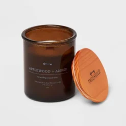 9oz Lidded Glass Jar Crackling Wooden Wick Candle Applewood And Amber - Threshold™ -Threshold Home Furniture Store GUEST 4d27236d 5cf7 45a4 bbe1 a5c31c3bff0a