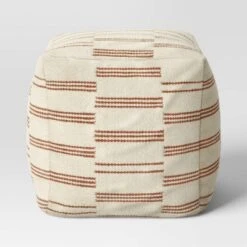 Palmette Wool Kilim Style Pouf With Removable Fill Cream With Rust Stripe - Threshold™ -Threshold Home Furniture Store GUEST 4ef170e5 bd63 46ac b13b 036f2457c237