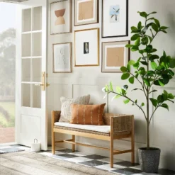 (Set Of 2) 16" X 20" Jute Framed Wall Canvases Walnut - Threshold⢠Designed With Studio McGee