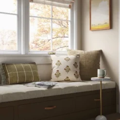 Block Print Floral Square Throw Pillow - Thresholdâ˘