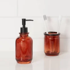 Apothecary Glass Soap/Lotion Dispenser Amber - Thresholdâ˘