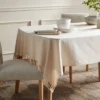 60" X 104" Cotton Slub Tablecloth With Tied Fringe Light Beige - Threshold™ -Threshold Home Furniture Store GUEST 56b2d365 736f 469d 89ec 78b7c80706f9