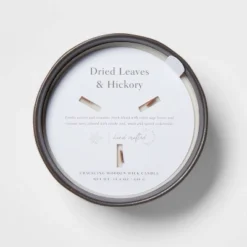 16oz Blackened Bowl Ceramic With Multi Woodwick And Dustcover Dried Leaves + Hickory Candle Black - Threshold™ -Threshold Home Furniture Store GUEST 57ba232b bf59 48af b692 5f9767ccaa21