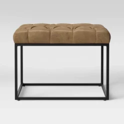 Trubeck Tufted Metal Base Ottoman Faux Leather - Threshold™ -Threshold Home Furniture Store GUEST 6157a7ff 1bf7 44e1 b846 3ae5cf7f4815