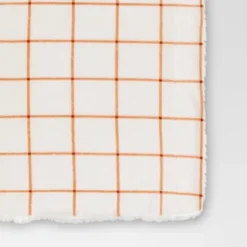 Windowpane Plush With Shearling Reverse Throw Blanket Cream/Orange - Threshold™ 4 Windowpane Plush With Shearling Reverse Throw Blanket Cream/Orange - Threshold™ -Threshold Home Furniture Store GUEST 6b3e488c 2c1c 4665 8270 5d70e83e6590