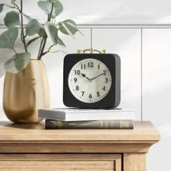 5" Square Alarm Clock Black - Thresholdâ˘