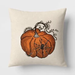 Pumpkin With Spider Cotton Square Halloween Throw Pillow Ivory - Threshold™ -Threshold Home Furniture Store GUEST 7d6a836a 3c3b 495e 8f4c f15b752115c6