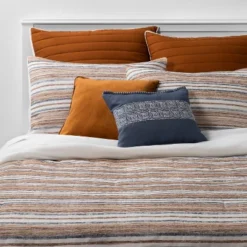 8pc Woven Stripe Comforter Bedding Set Blue/Orange/Off White - Threshold™ -Threshold Home Furniture Store GUEST 876fc230 7cf5 4589 b2d9 820bcdb612cb