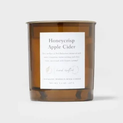 Clear Colored Glass With Woodwick And Brass Metal Inset Lid Honeycrisp Apple Cider Candle Yellow - Threshold™ 5 Clear Colored Glass With Woodwick And Brass Metal Inset Lid Honeycrisp Apple Cider Candle Yellow - Threshold™ -Threshold Home Furniture Store GUEST 8e06934b 443e 4ad3 802f 3550679bb901