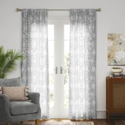 1pc 54"x84" Sheer Clipped Curtain Panel Radiant Gray - Thresholdâ˘
