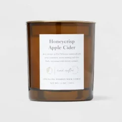Clear Colored Glass With Woodwick And Brass Metal Inset Lid Honeycrisp Apple Cider Candle Yellow - Threshold™ 6 Clear Colored Glass With Woodwick And Brass Metal Inset Lid Honeycrisp Apple Cider Candle Yellow - Threshold™ -Threshold Home Furniture Store GUEST 996194a7 6c6e 49e1 94bf f2a16da58dc2