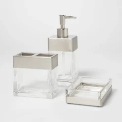Rectangle Glass With Metal Soap/Lotion Dispenser Clear - Threshold™ -Threshold Home Furniture Store GUEST a74ab62a 4a5e 43fc b643 615160d0a4f1