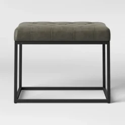 Trubeck Tufted Metal Base Ottoman Faux Leather - Threshold™ -Threshold Home Furniture Store GUEST ab835a54 a3f3 4082 a637 7024908a9e52