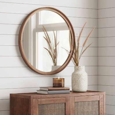 26" Classic Wood Round Mirror Natural - Threshold™ 26" Classic Wood Round Mirror Natural - Threshold™ -Threshold Home Furniture Store GUEST acb749bf 7f3b 4a45 896a aa9677457244
