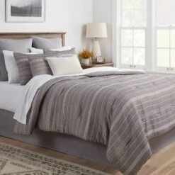 12pc Chambray Matelasse Stripe Comforter & Sheet Bedding Set Gray - Thresholdâ˘