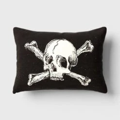 Oversize Skull And Crossbones Woven Cotton Lumbar Halloween Throw Pillow Black - Threshold™ -Threshold Home Furniture Store GUEST b45186ba 7db4 4537 829f d4aedfe091ea