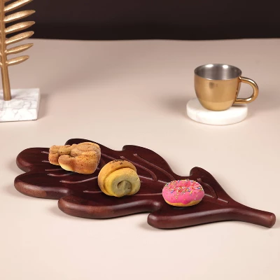 Wooden Round Leaf Shape Serving Board with Handle Dark Brown - Threshold™ Wooden Round Leaf Shape Serving Board With Handle Dark Brown - Threshold™ -Threshold Home Furniture Store GUEST bdf33309 559a 4f9f bc55 feb54cba458f