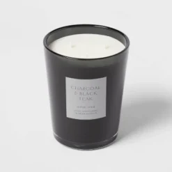 Colored Vase Glass With Dustcover & Black Teak Candle Black - Threshold™ -Threshold Home Furniture Store GUEST cf6f4780 63d6 4d26 8370 d23011a8995c