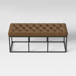 Trubeck Tufted Metal Base Bench Faux Leather Brown - Threshold™ -Threshold Home Furniture Store GUEST d28fde93 afcd 4869 a2f1 80cd3349f38f