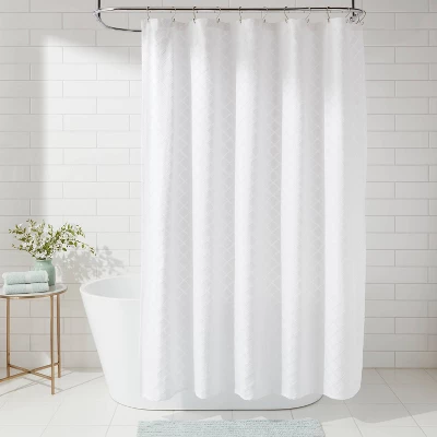 Dyed Clipped Diamond Shower Curtain White - Threshold™ Dyed Clipped Diamond Shower Curtain White - Threshold™ -Threshold Home Furniture Store GUEST d8f9a33c 8097 4e38 8258 681bd1310231