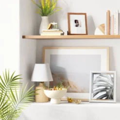 10.95" X 8.94" Matted To 4" X 4" Mid Tone Wood Single Image Frame Brown - Thresholdâ˘