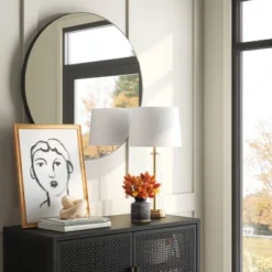 28" Round Infinity Circle Mirror Black - Thresholdâ˘