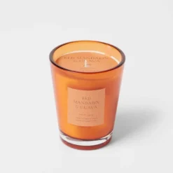 Colored Vase Glass With Dustcover Mandarin & Guava Candle Orange - Threshold™ -Threshold Home Furniture Store GUEST f690da26 0feb 4a9d 8634 caaa1172c9d3